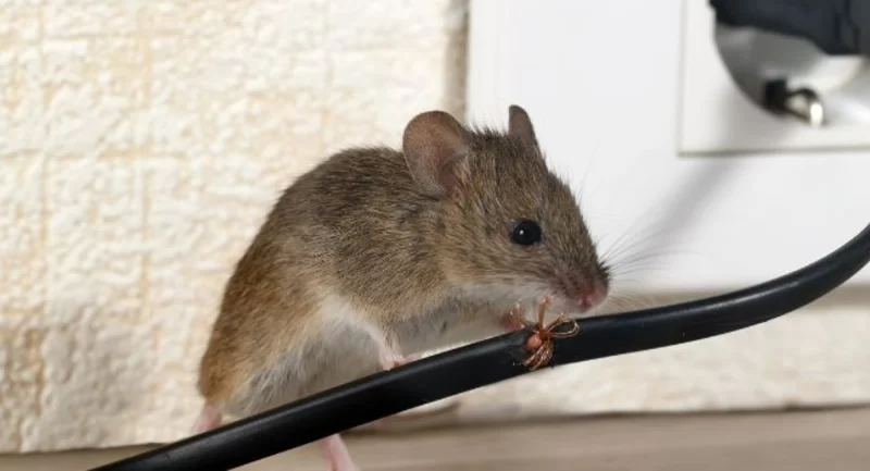 Rata comiendo un cable eléctrico