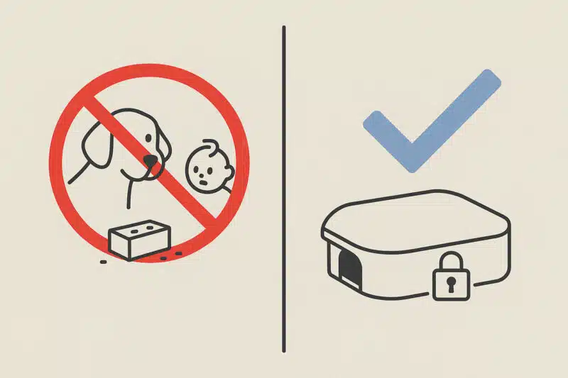 rodenticida dentro de caja cebadera o estacion de cebado